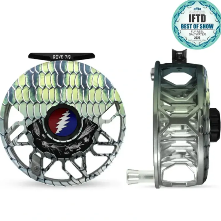 Abel ROVE Reel 7/9 Bonefish, Grateful Dead Lightning Bolt with Platinum Handle - Your Premium Fishing Gear Store Rods Lines Baits Accessories^ Online