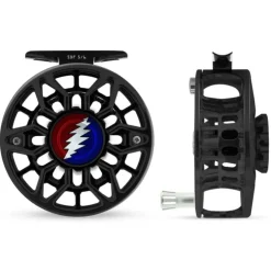Abel SDF Reel Ported 5/6 Gloss Black, Grateful Dead Lightnig Bolt Drag Knob with Platinum Handle - Your Premium Fishing Gear Store Rods Lines Baits Accessories^ Flash Sale