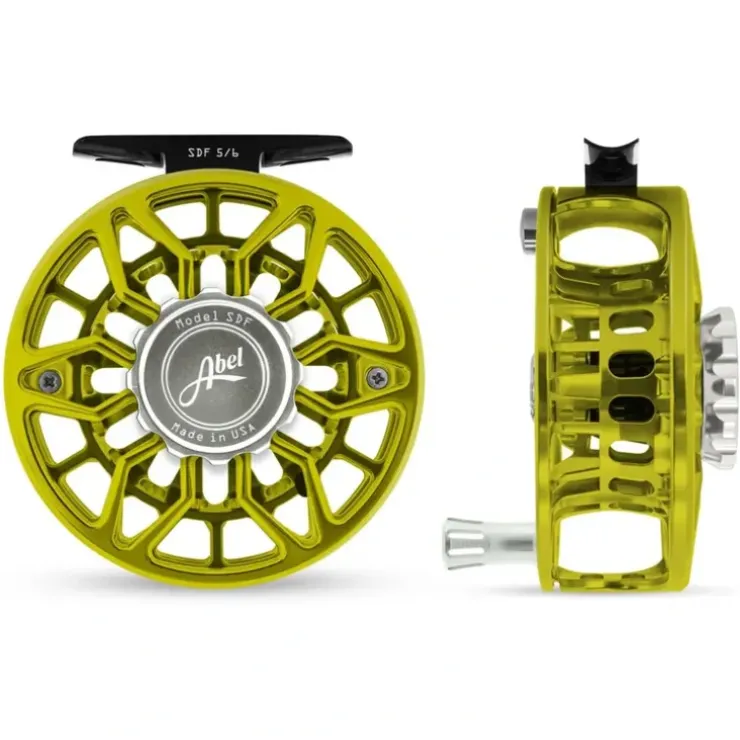 Abel SDF Reel Ported 5/6 Lime Green, Platinum Drag Knob with Platinum Handle - Your Premium Fishing Gear Store Rods Lines Baits Accessories^ Hot