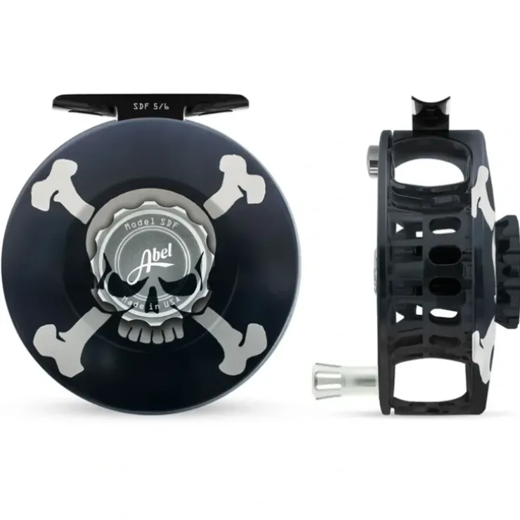 Abel SDF Reel Solid 5/6 Skull and Crossbones with Platinum Handle - Your Premium Fishing Gear Store Rods Lines Baits Accessories^ Sale