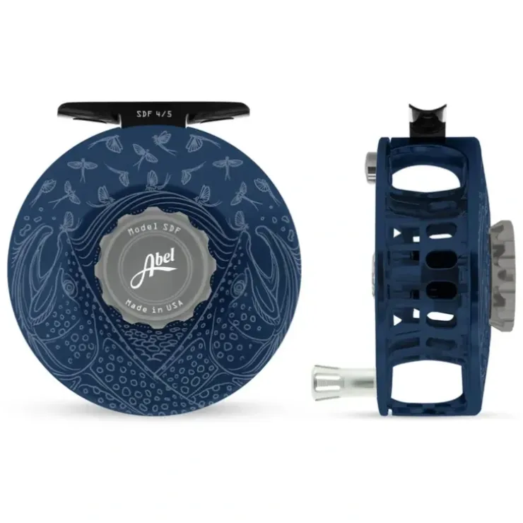 Abel SDF Solid Reel 4/5 Satin Deep Blue, Satin Platinum Drag Knob, Underwood Mayfly Flurry with Platinum Handle - Your Premium Fishing Gear Store Rods Lines Baits Accessories^ Fashion