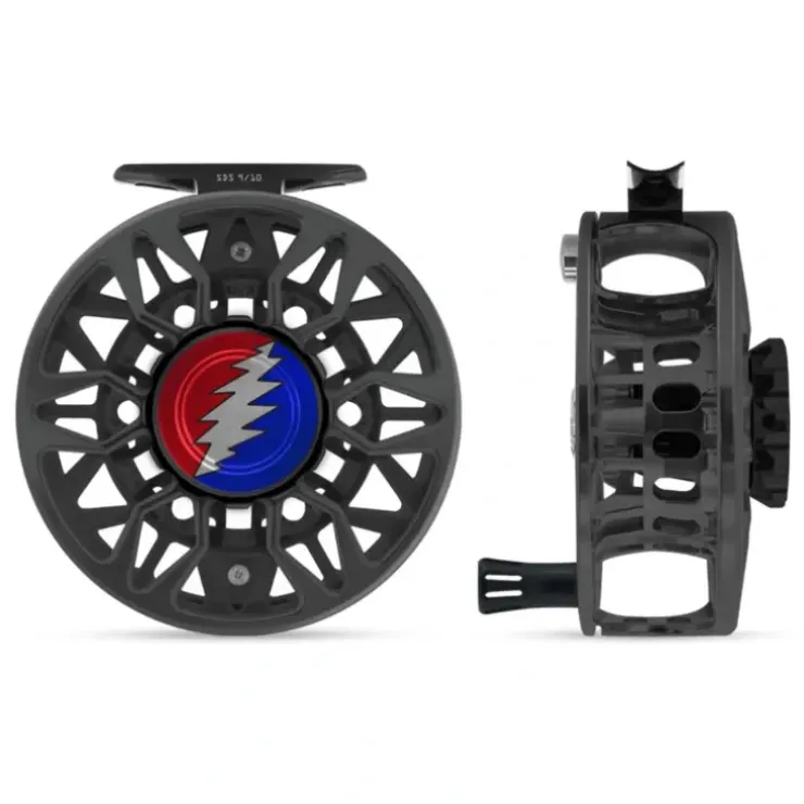 Abel SDS Reel 9/10 Slate Grey, Grateful Dead Lightning Bolt with Black Handle - Your Premium Fishing Gear Store Rods Lines Baits Accessories^ Clearance