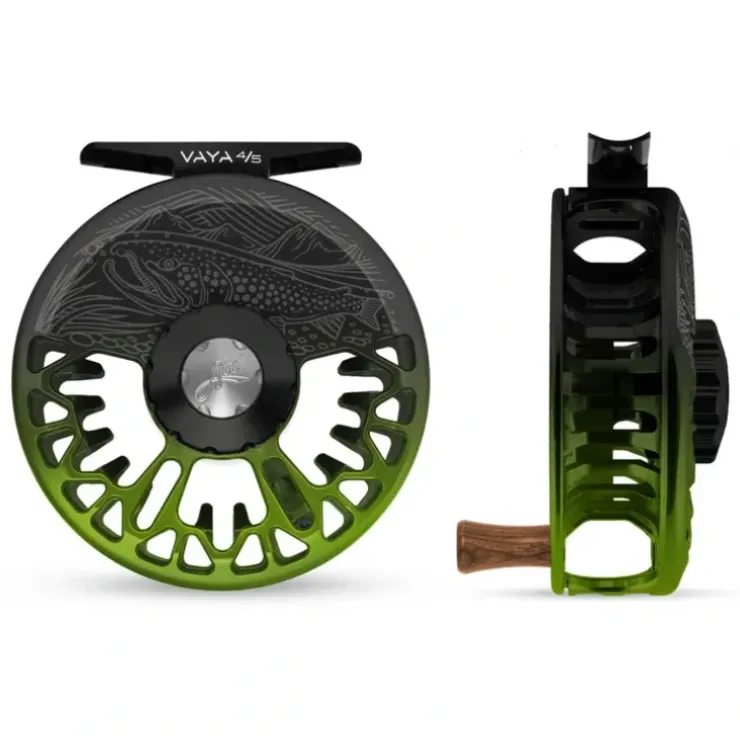 Abel Vaya Reel 4/5 Black Green Fade, Gloss Black Drag Knob, Underwood On the Hunt Engraving with Ebony Handle - Your Premium Fishing Gear Store Rods Lines Baits Accessories^ Cheap