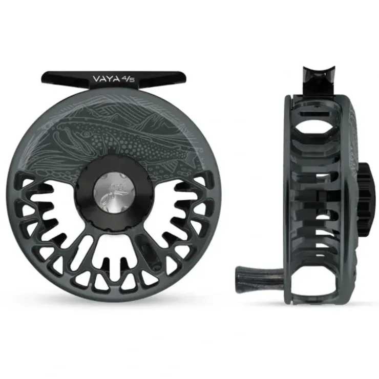 Abel Vaya Reel 4/5 Slate Gray, Gloss Black Drag Knob, Underwood On the Hunt Engraving with Ebony Handle - Your Premium Fishing Gear Store Rods Lines Baits Accessories^ Hot