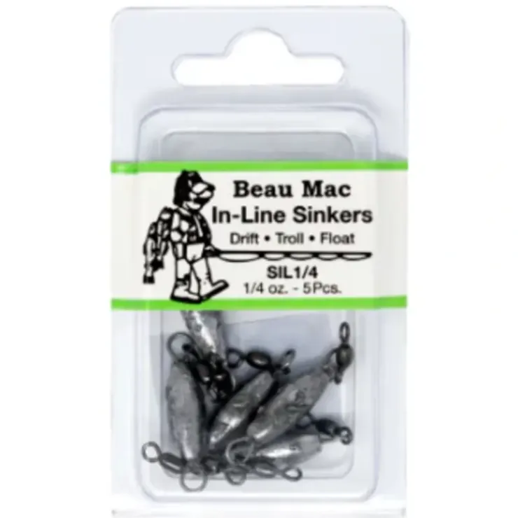 Beau-Mac Sinker In-Line W/Crane Swivels 1/4oz - Your Premium Fishing Gear Store Rods Lines Baits Accessories^ Outlet