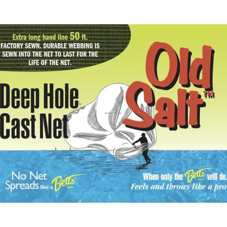 Betts Old Salt Deep Hole Mono Cast Net 6' 3/8" Mesh, Sewn-in Webbing - Your Premium Fishing Gear Store Rods Lines Baits Accessories^ New
