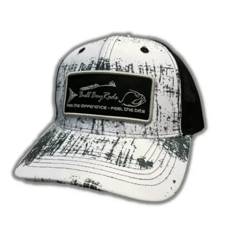 Bull Bay Rods Ripped Series BBR Logo Soft Mesh Trucker Hat Gray & White - Your Premium Fishing Gear Store Rods Lines Baits Accessories^ Best