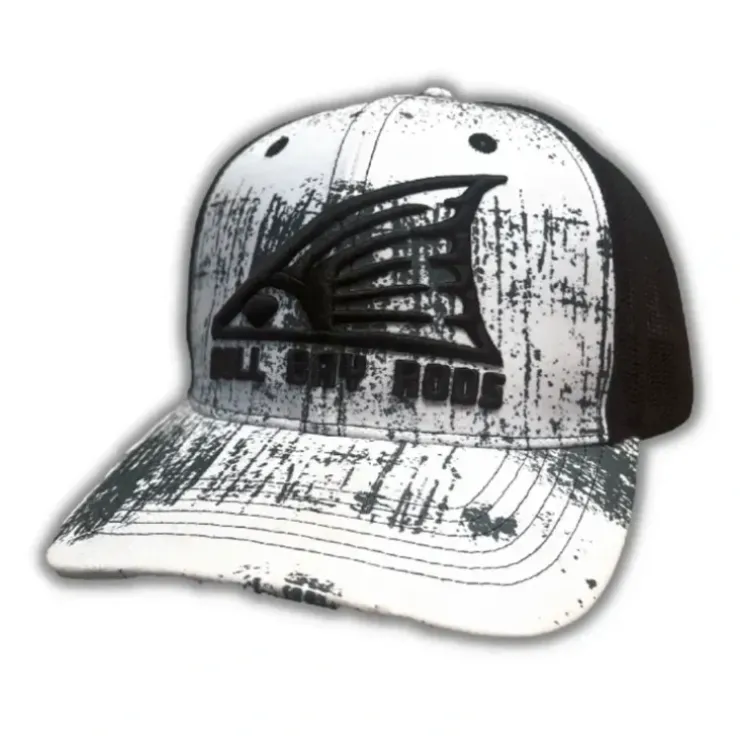 Bull Bay Rods Ripped Series BBR Soft Mesh Trucker Hat Gray & White Redtail Logo - Your Premium Fishing Gear Store Rods Lines Baits Accessories^ Clearance