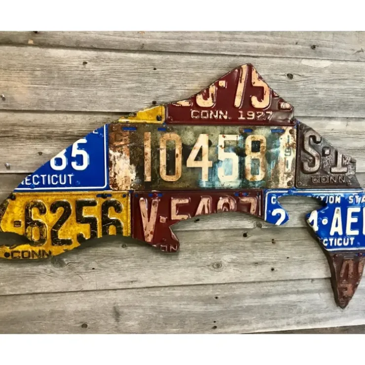 Connecticut Antique Trout License Plate Art - Your Premium Fishing Gear Store Rods Lines Baits Accessories^ Discount