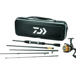 Daiwa Carbon Case Travel 5pc Rod, Pre-Mounted Spinning Combo, Black - Your Premium Fishing Gear Store Rods Lines Baits Accessories^ Clearance