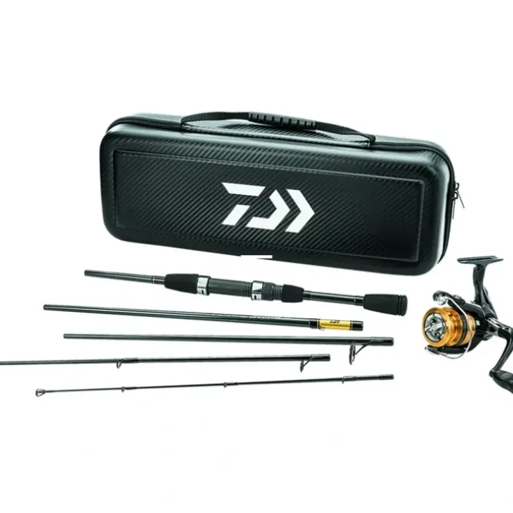 Daiwa Carbon Case Travel 5pc Rod, Pre-Mounted Spinning Combo, Black - Your Premium Fishing Gear Store Rods Lines Baits Accessories^ Clearance