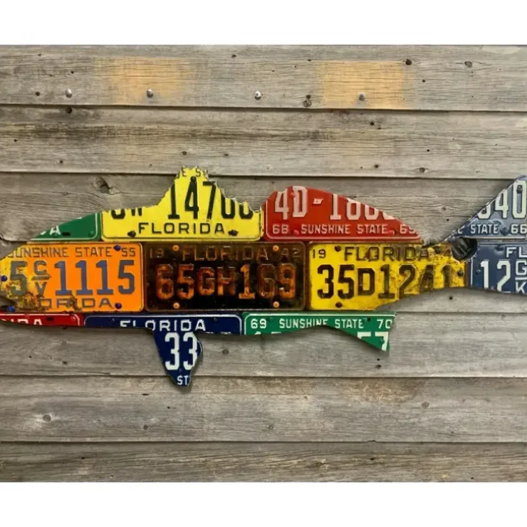 Florida Antique Redfish License Plate Art - Your Premium Fishing Gear Store Rods Lines Baits Accessories^ Fashion