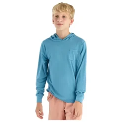 Free Fly 40th Logo Youth Bamboo Shade Hoodie Bluestone - Your Premium Fishing Gear Store Rods Lines Baits Accessories^ Clearance