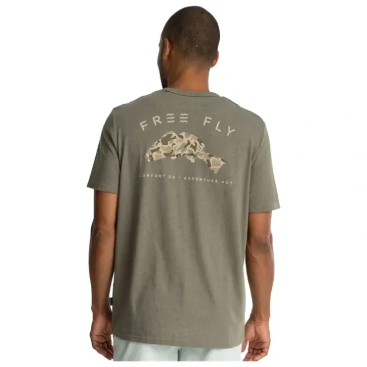 Free Fly Vintage Camo Redfish Pocket Tee Heather Fatigue - Your Premium Fishing Gear Store Rods Lines Baits Accessories^ Clearance
