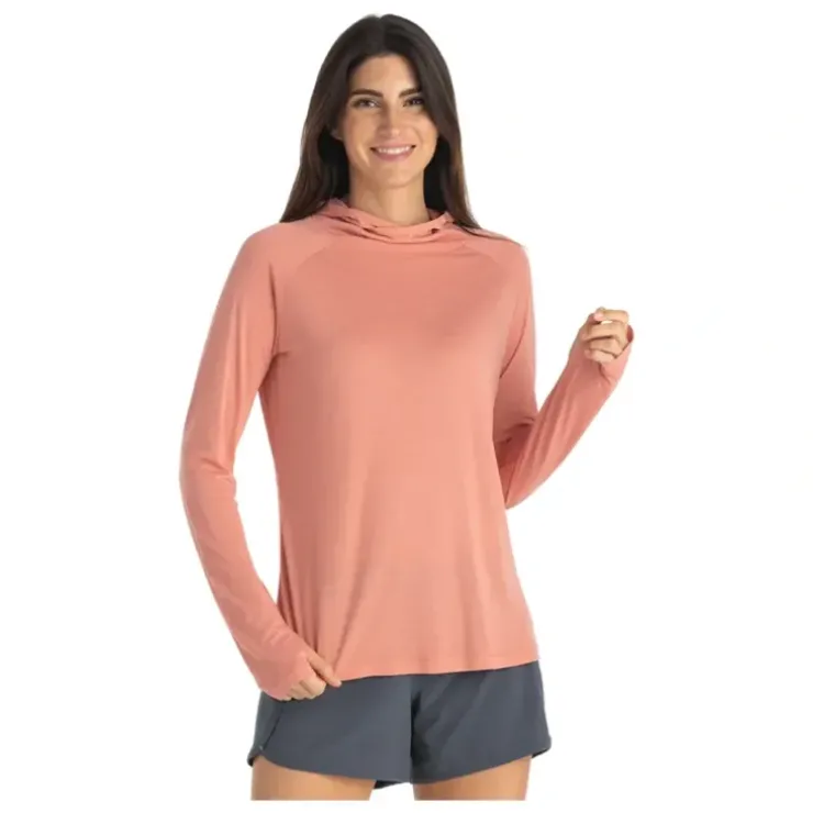 Free Fly Womens Bamboo Lightweight Hoody II Bright Clay - Your Premium Fishing Gear Store Rods Lines Baits Accessories^ Outlet