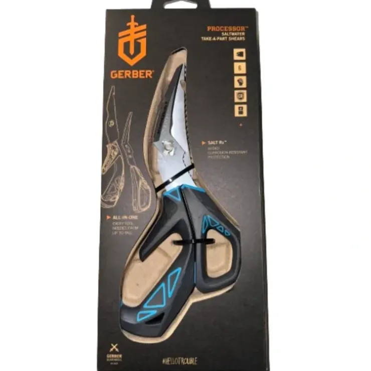 Gerber Processor Take-A-Part Shears - Saltwater Black/Blue - Your Premium Fishing Gear Store Rods Lines Baits Accessories^ Discount