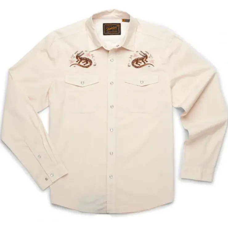 Howler Bros Gaucho Snapshirt Lazy Gators : Wheat Microstripe - Your Premium Fishing Gear Store Rods Lines Baits Accessories^ New