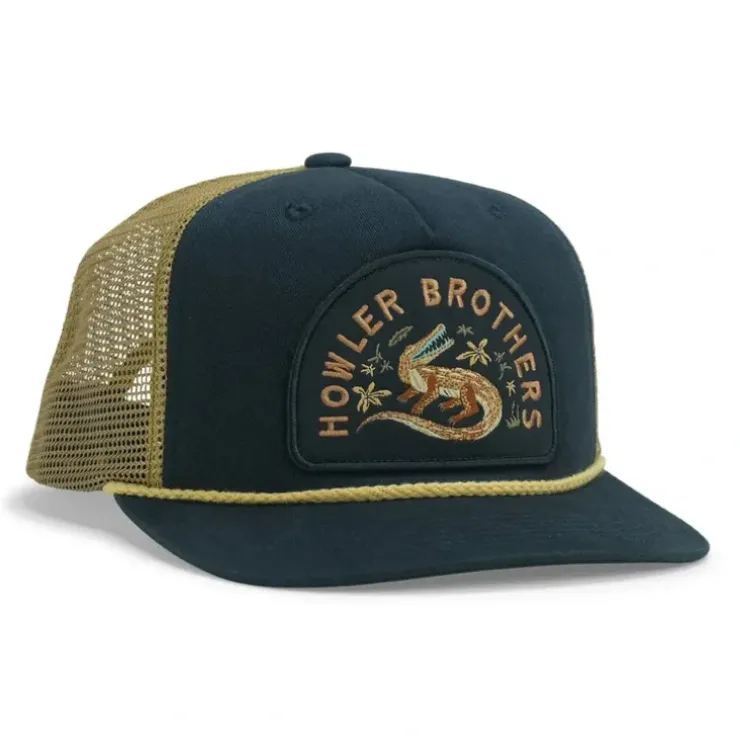 Howler Bros Structured Snapback Hats Lazy Gators : Navy - Your Premium Fishing Gear Store Rods Lines Baits Accessories^ Flash Sale