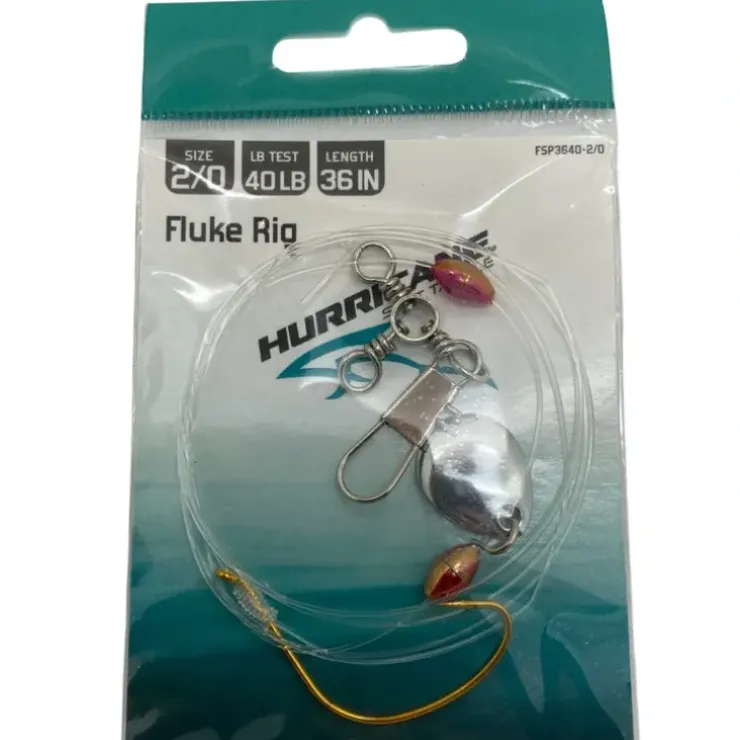 Hurricane Fluke Rig Wide Gap Spinner 3-Way Swivel, Size 2/0, 36", 40lb Test - Your Premium Fishing Gear Store Rods Lines Baits Accessories^ Online