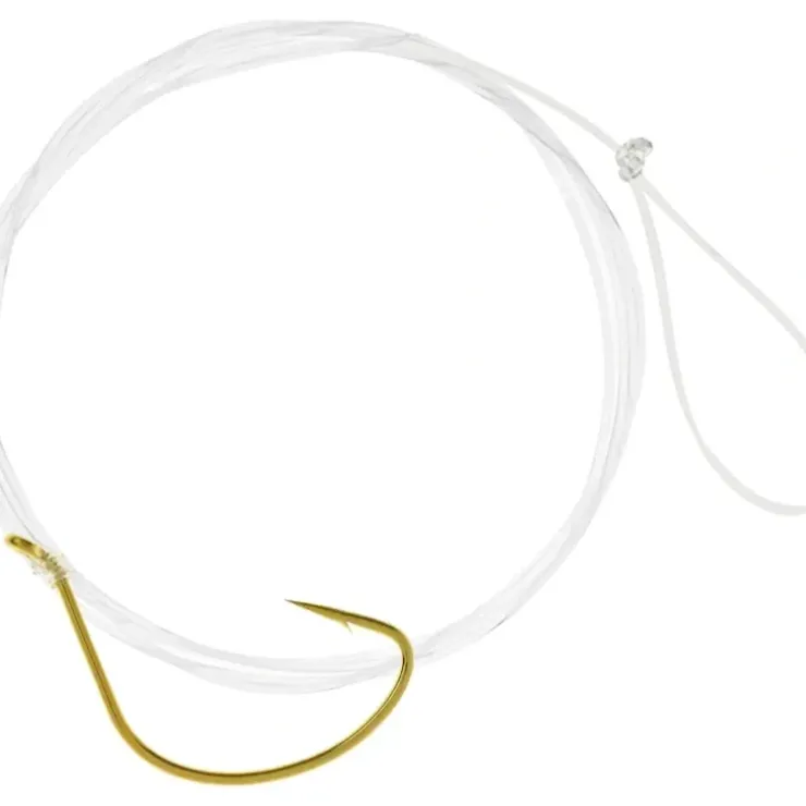 Hurricane Gold Wide Gap Fluke Snelled Hook, 36" - Your Premium Fishing Gear Store Rods Lines Baits Accessories^ Store