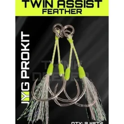JYG Pro Fishing Twin Assist Hooks w/ Feather - Your Premium Fishing Gear Store Rods Lines Baits Accessories^ Shop