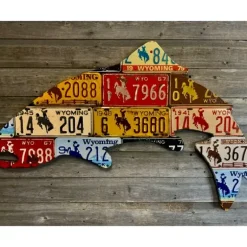 Large Antique 4-Foot Wyoming Trout License Plate Art - Your Premium Fishing Gear Store Rods Lines Baits Accessories* Shop All