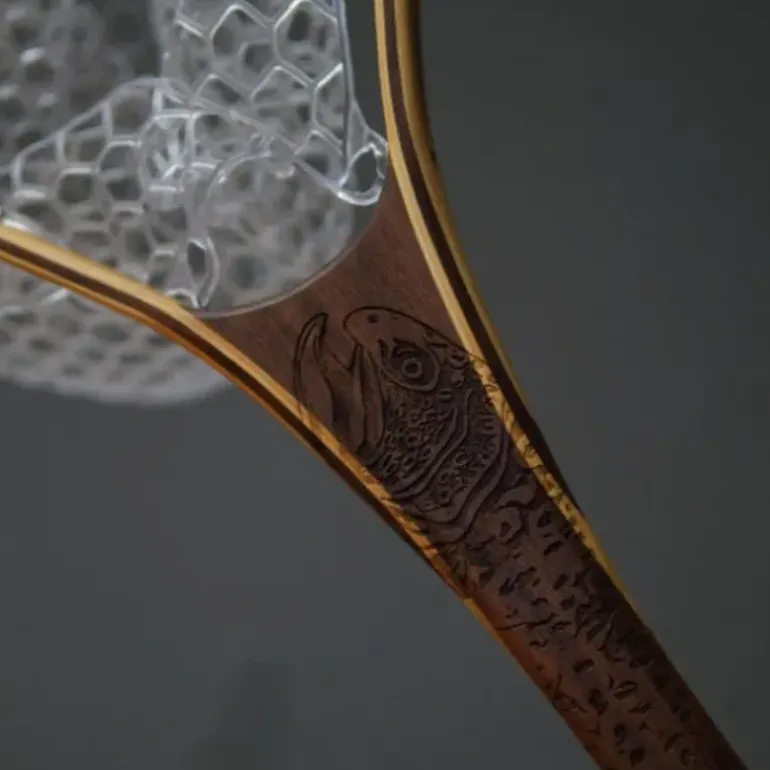 Little Dipper 12"x8" - Brown Trout Engraved - Natural Fly Fishing Traditional Landing Net - Your Premium Fishing Gear Store Rods Lines Baits Accessories* Fly Fishing