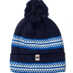 Logo Check Strip Cuff Beanie with Pom Navy/Mykonos/Vintage - Your Premium Fishing Gear Store Rods Lines Baits Accessories* Shop All