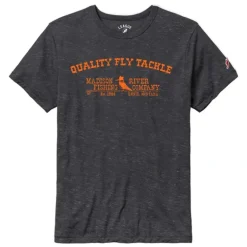 Logo Quality Fly Tackle Sueded S/S T-Shirt Black w/Gray Logo - Your Premium Fishing Gear Store Rods Lines Baits Accessories* Fly Fishing