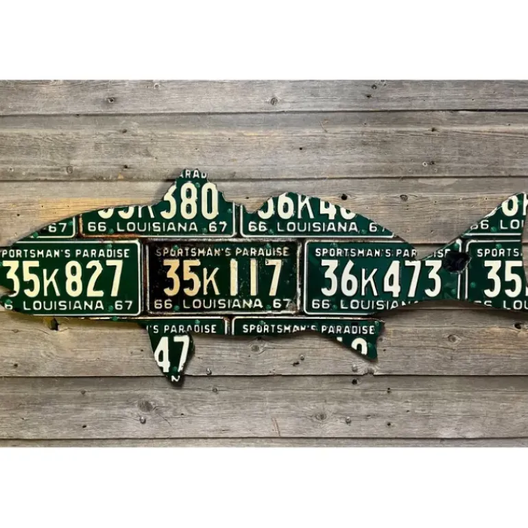 Louisiana Redfish Antique License Plate Art - Your Premium Fishing Gear Store Rods Lines Baits Accessories* Shop All
