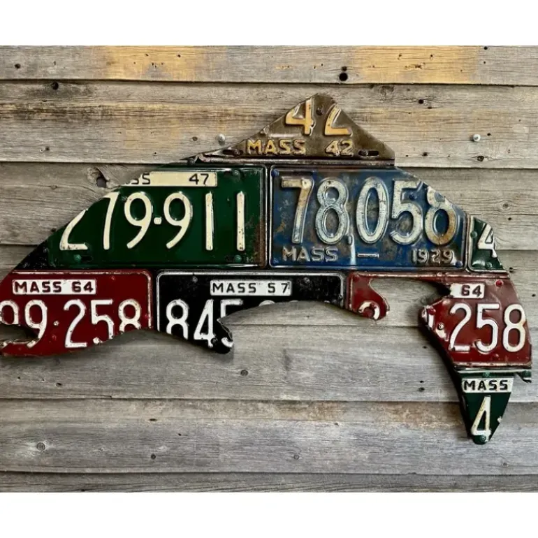 Massachusetts Trout Antique License Plate Art - Your Premium Fishing Gear Store Rods Lines Baits Accessories* Shop All