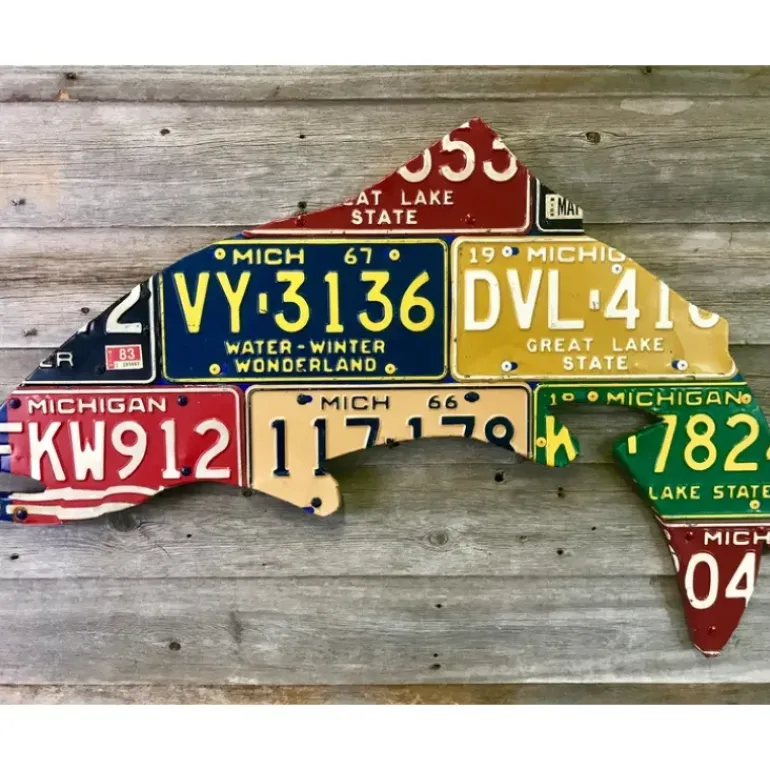 Michigan Vintage Trout License Plate Art - Your Premium Fishing Gear Store Rods Lines Baits Accessories* Shop All