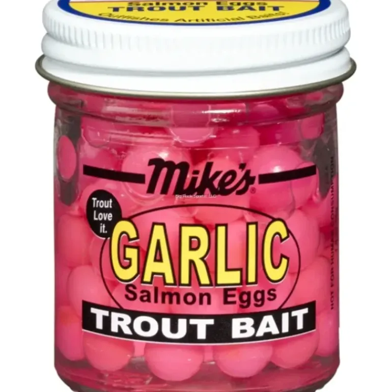 Mike's Garlic Salmon Eggs Pink 1.1 oz Jar - Your Premium Fishing Gear Store Rods Lines Baits Accessories* Shop All