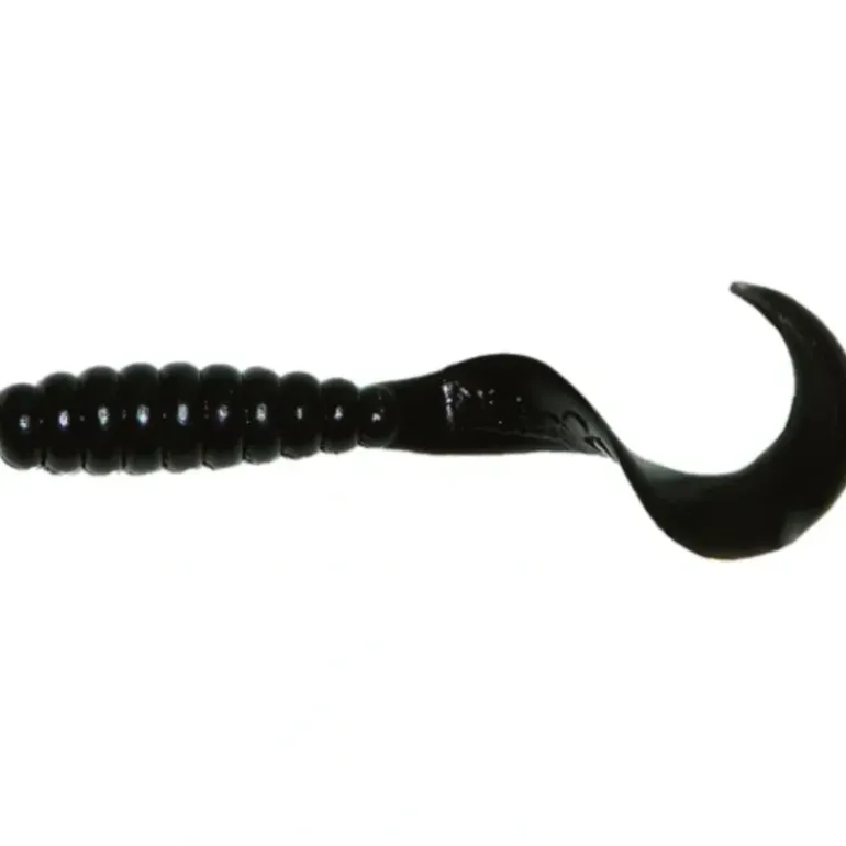 Mister Twister Teenie Curly Tail Grub, 2", Black, 20/Pack - Your Premium Fishing Gear Store Rods Lines Baits Accessories* Shop All
