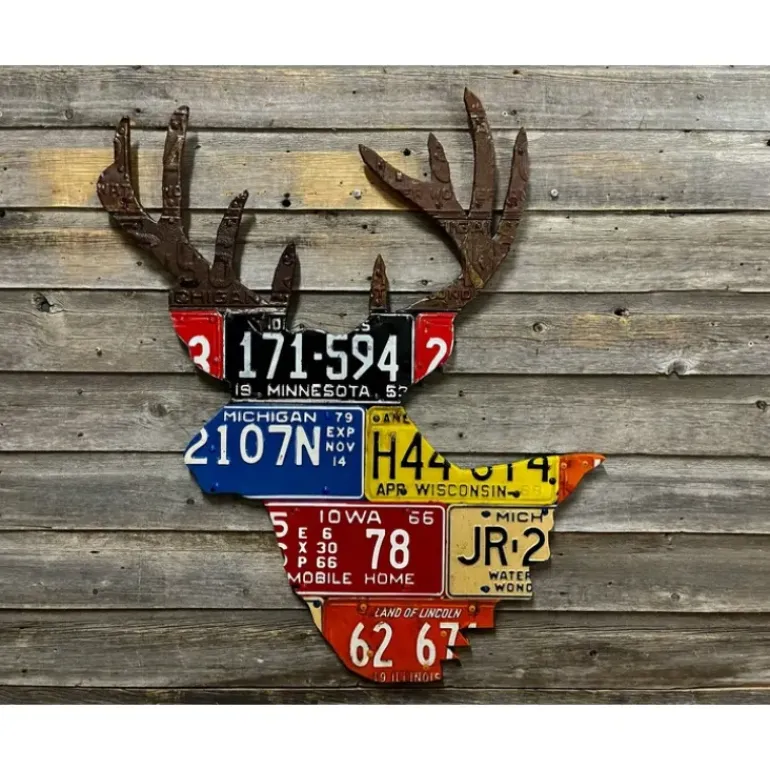 Mixed Midwestern Whitetail Deer License Plate Art - Your Premium Fishing Gear Store Rods Lines Baits Accessories* Shop All