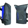 Mustad Dry Backpack 30 Liter Side Access, Dark Grey/Blue 500D Tarpaulin PVC - Your Premium Fishing Gear Store Rods Lines Baits Accessories* Shop All