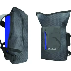 Mustad Dry Backpack 30 Liter Side Access, Dark Grey/Blue 500D Tarpaulin PVC - Your Premium Fishing Gear Store Rods Lines Baits Accessories* Shop All