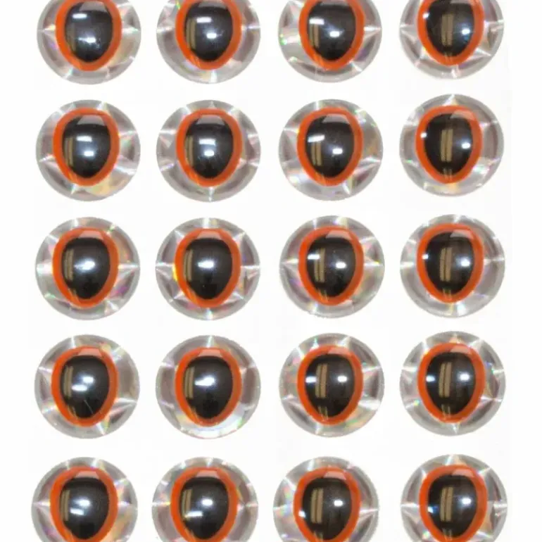 Oval Pupil 3D Eyes - Orange/Black - Your Premium Fishing Gear Store Rods Lines Baits Accessories* Fly Fishing