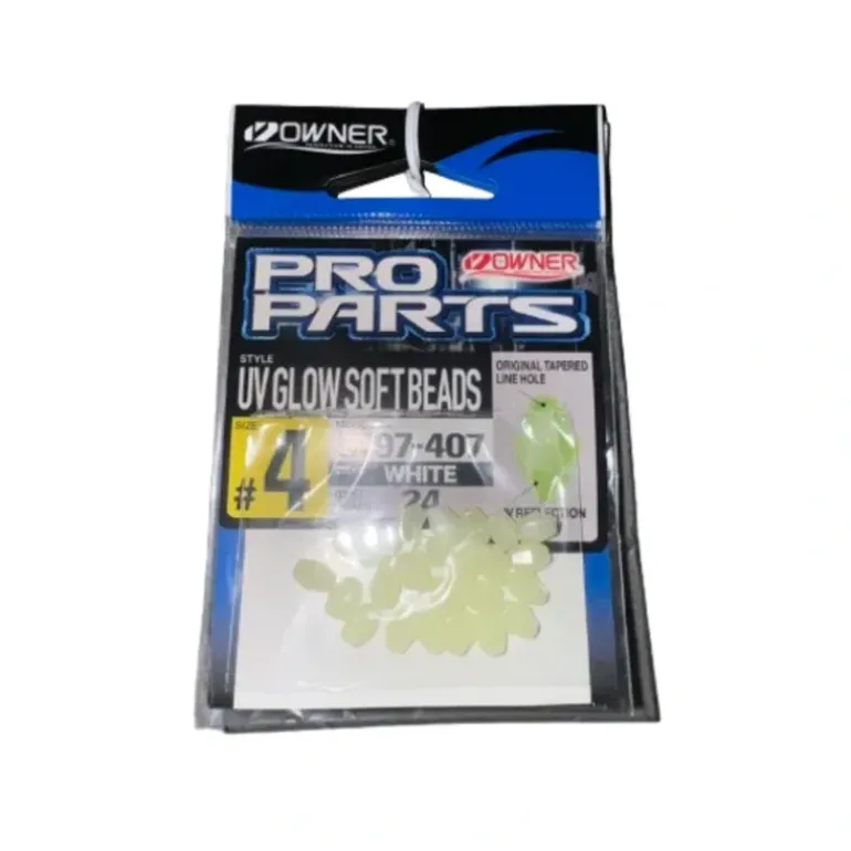 Owner UV Glow Soft Beads, Size 4, 24pk, White - Your Premium Fishing Gear Store Rods Lines Baits Accessories* Fishing Line
