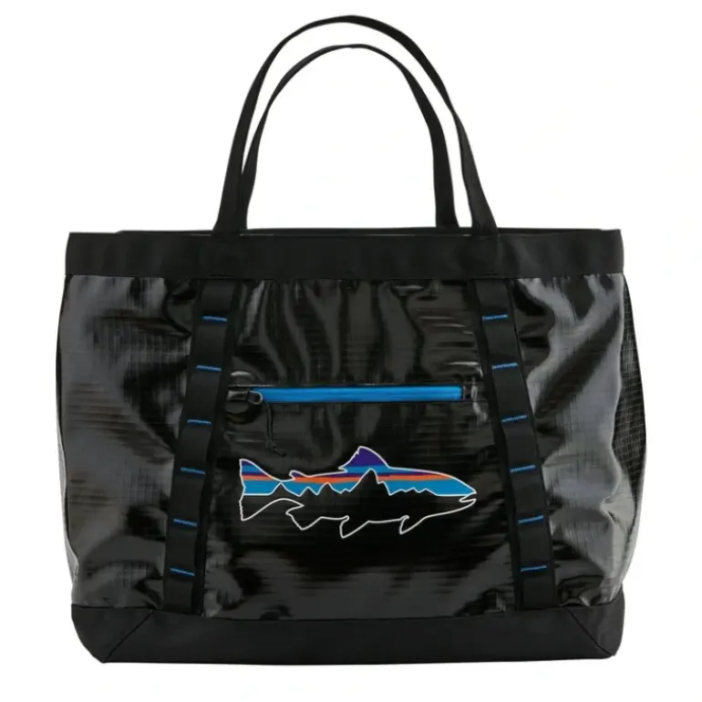 Patagonia Black Hole Gear Tote Black w/Fitz Trout - Your Premium Fishing Gear Store Rods Lines Baits Accessories* Shop All