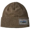 Patagonia Brodeo Beanie Fitz Roy Trout Patch: Ash Tan - Your Premium Fishing Gear Store Rods Lines Baits Accessories* Shop All