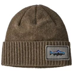 Patagonia Brodeo Beanie Fitz Roy Trout Patch: Ash Tan - Your Premium Fishing Gear Store Rods Lines Baits Accessories* Shop All