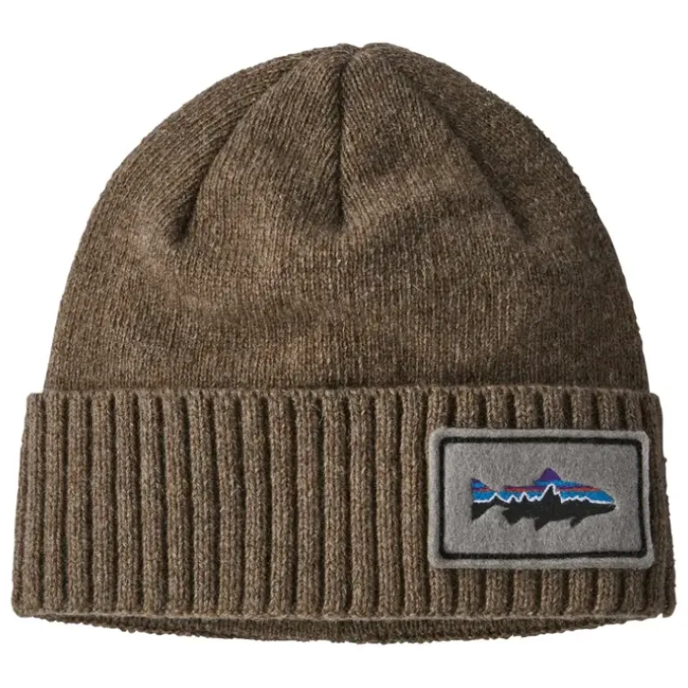 Patagonia Brodeo Beanie Fitz Roy Trout Patch: Ash Tan - Your Premium Fishing Gear Store Rods Lines Baits Accessories* Shop All