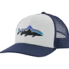 Patagonia Fitz Roy Trout Trucker Hat White w/New Navy - Your Premium Fishing Gear Store Rods Lines Baits Accessories* Shop All
