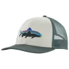 Patagonia Fitz Roy Trout Trucker Hat White w/Nouveau Green - Your Premium Fishing Gear Store Rods Lines Baits Accessories* Shop All