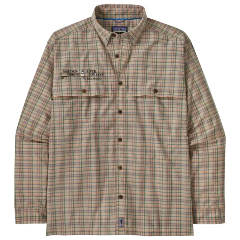 Patagonia Logo L/S Island Hopper Shirt Down River: Natural - Your Premium Fishing Gear Store Rods Lines Baits Accessories* Fly Fishing