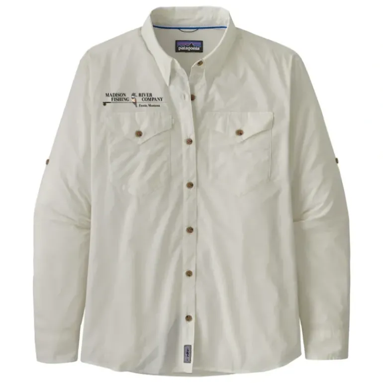 Patagonia Logo Womens L/S Sun Stretch Shirt White - Your Premium Fishing Gear Store Rods Lines Baits Accessories* Fly Fishing