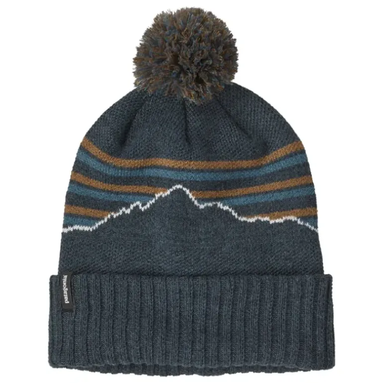 Patagonia Powder Town Beanie Fitz Roy Stripe Knit: Smolder Blue - Your Premium Fishing Gear Store Rods Lines Baits Accessories* Shop All