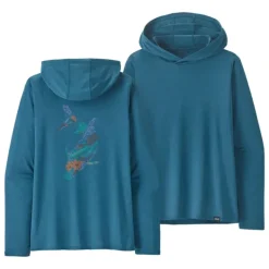 Patagonia Womens Cap Cool Daily Graphic Hoody Sandflat Bonefish: Wavy Blue X-Dye - Your Premium Fishing Gear Store Rods Lines Baits Accessories* Shop All
