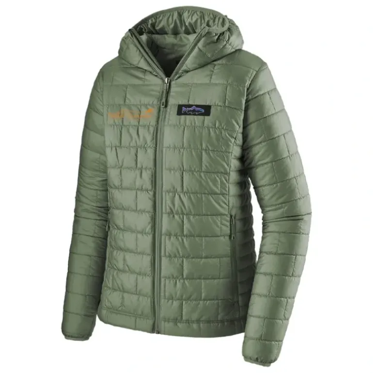Patagonia Womens MTS Logo Nano Puff Fitz Roy Trout Hoody Hemlock Green - Your Premium Fishing Gear Store Rods Lines Baits Accessories* Shop All